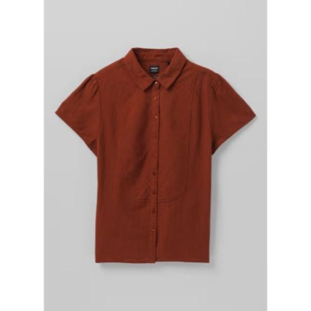 Prana Katya Short Sleeve Top Womens XS Rhubarb‎ Standard Button Down NWT